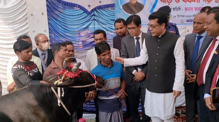 মেহেরপুরে অসহায় ও দরিদ্র জনগোষ্ঠীর মাঝে চেক ও গরু বিতরণ