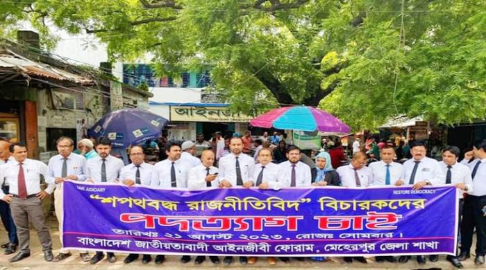 মেহেরপুরে আইনজীবী ফোরামের মানববন্ধন