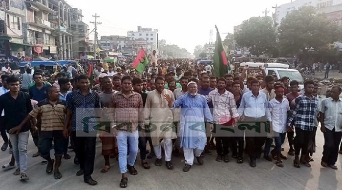 শেখ হাসিনার বিচারের দাবিতে গাংনীতে জেলা বিএনপির অবস্থান কর্মসূচি