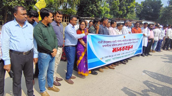 গাংনীতে সরকারি কর্মকর্তা ও কর্মচারীদের মানববন্ধন