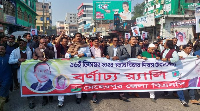 মহান বিজয় দিবসে মেহেরপুর জেলা বিএনপির বর্ণাঢ্য র‌্যালি