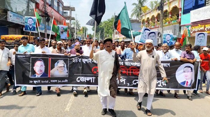 ছাত্র জনতার আন্দোলনে শহীদদের স্মরণে মেহেরপুরে বিএনপি'র মৌন মিছিল
