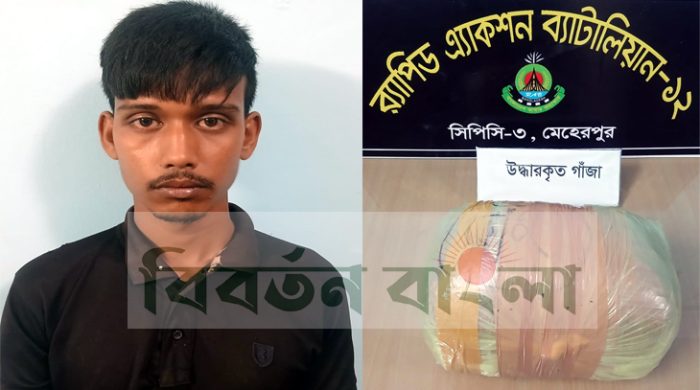 গাংনীতে র‍্যাবের অভিযানে ৪ কেজি গাঁজাসহ যুবক আটক