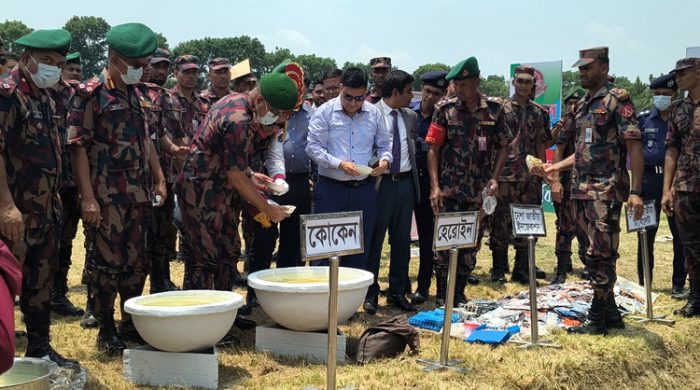 তিন কোটি ১৮ লক্ষাধিক টাকা মূল্যের মাদকদ্রব্য ধ্বংস করলো বিজিবি