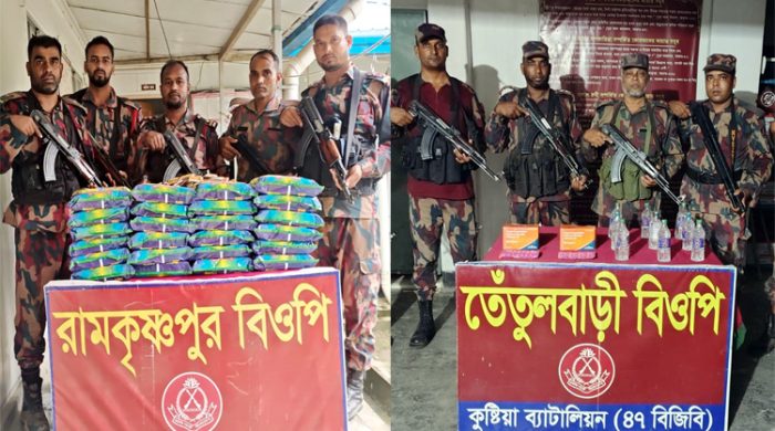 গাংনীর পৃথক দুই সীমান্তে ভারতীয় মালামাল উদ্ধার